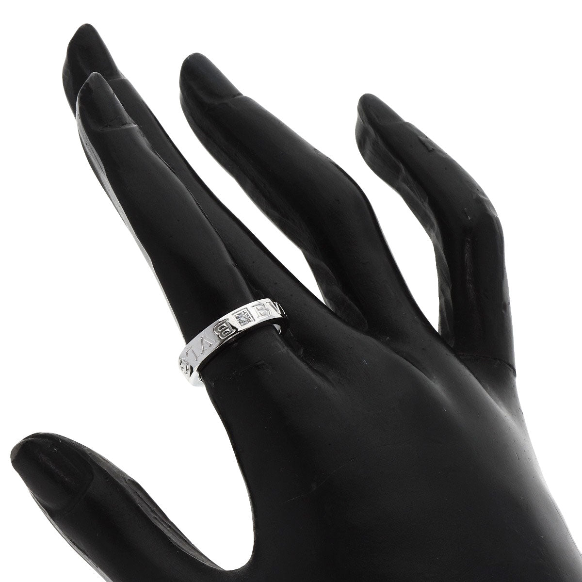 Bvlgari Ring K18Wg Silver Double Logo Diamond