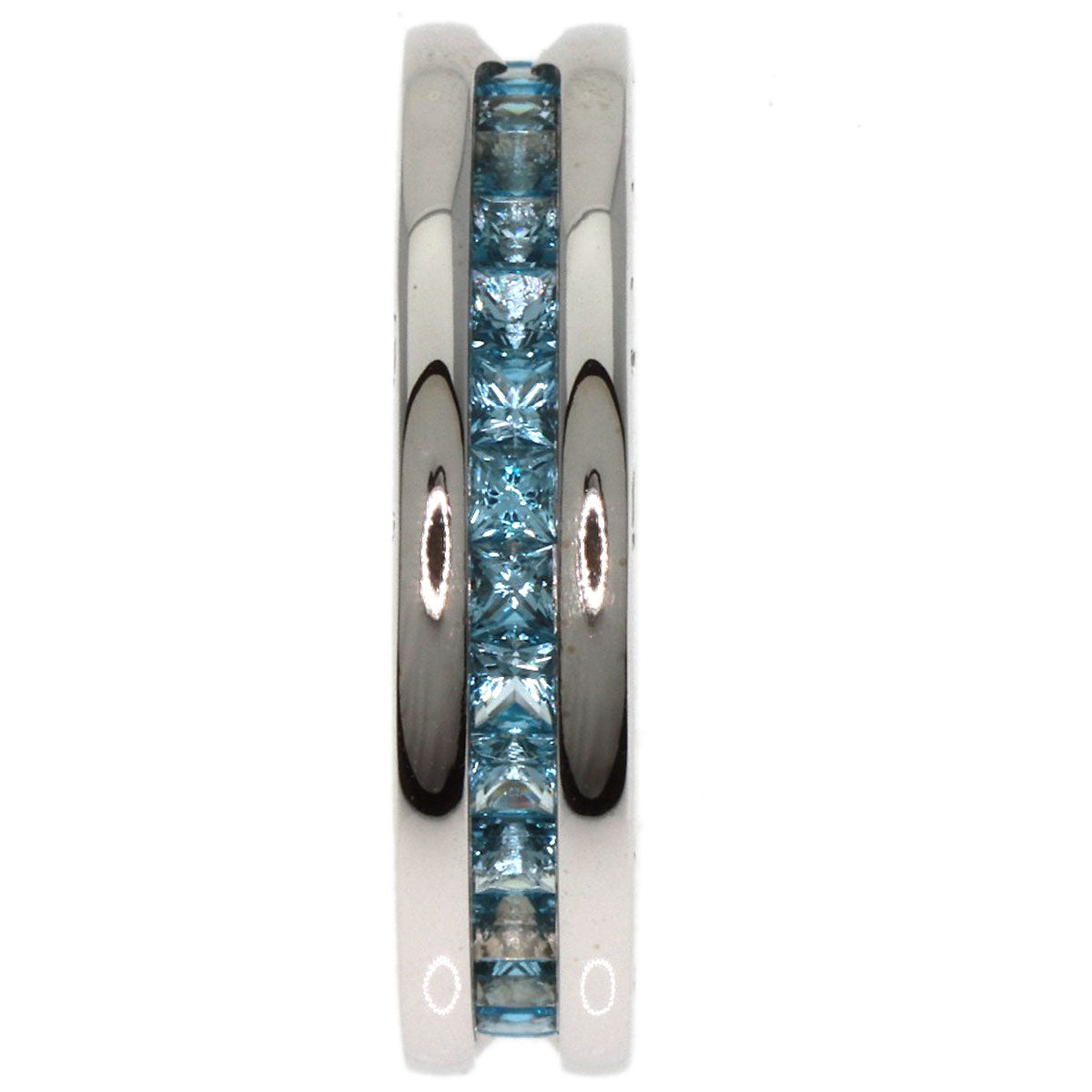 Bvlgari Ring K18Wg Silver B-Zero1 B-Zero One 1 Band Xs Blue Topaz #49