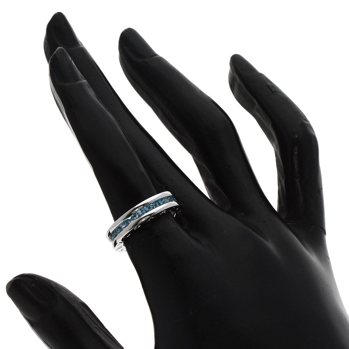 Bvlgari Ring K18Wg Silver B-Zero1 B-Zero One 1 Band Xs Blue Topaz #49
