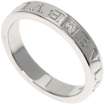 Bvlgari Ring K18Wg Silver Double Logo Diamond