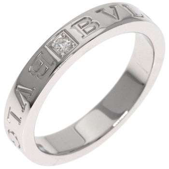 Bvlgari Ring K18Wg Silver Double Logo Diamond