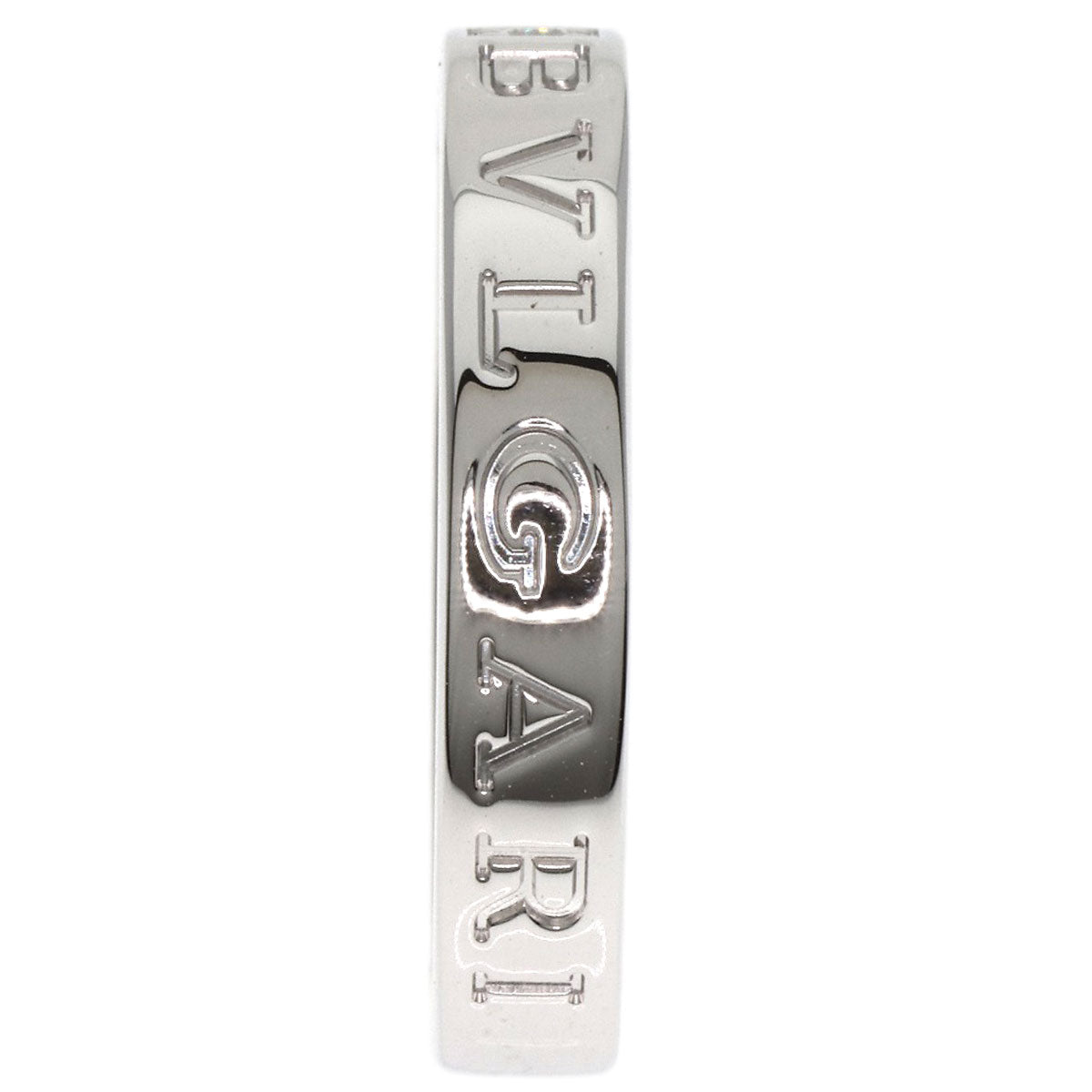 Bvlgari Ring K18Wg Silver Double Logo Diamond
