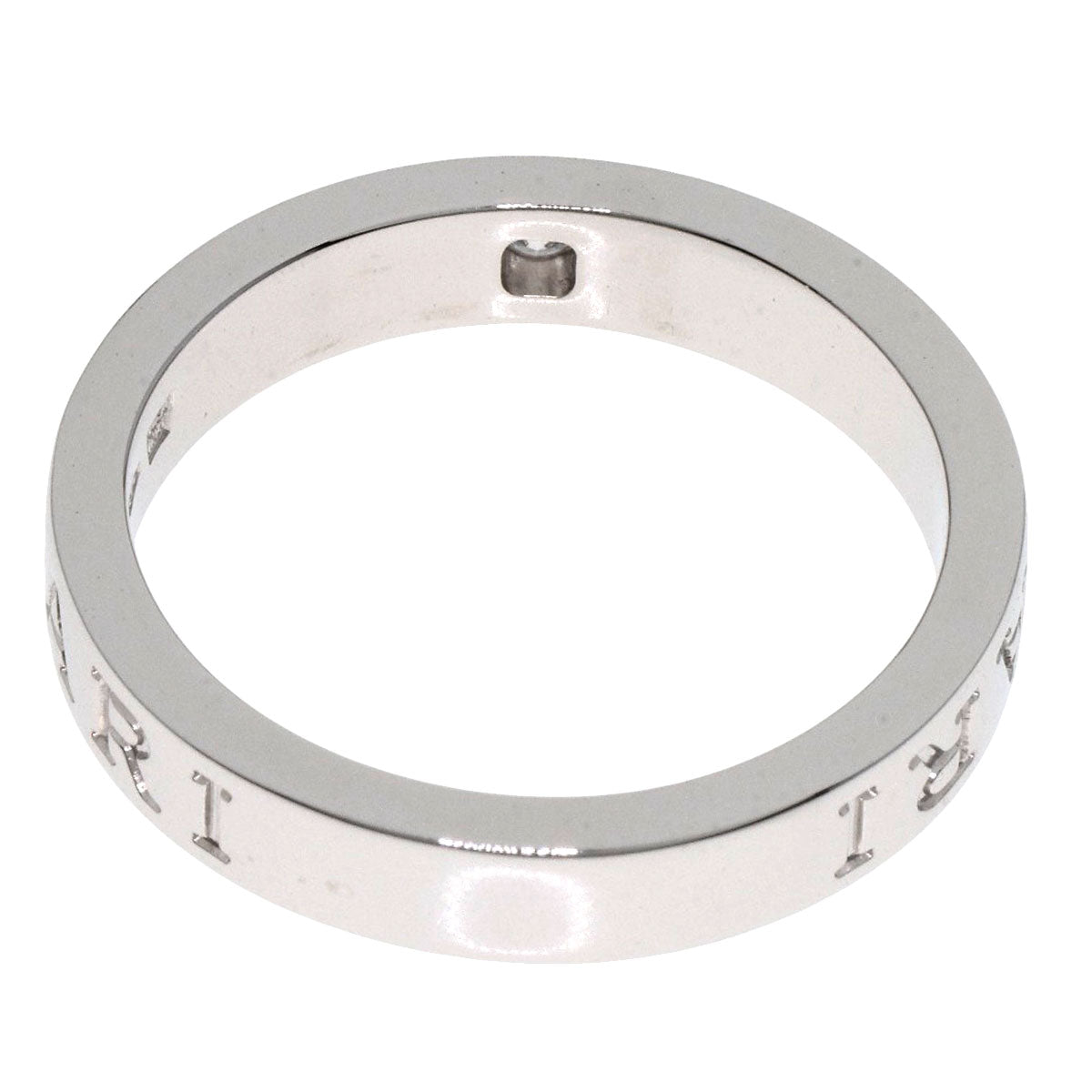 Bvlgari Ring K18Wg Silver Double Logo Diamond