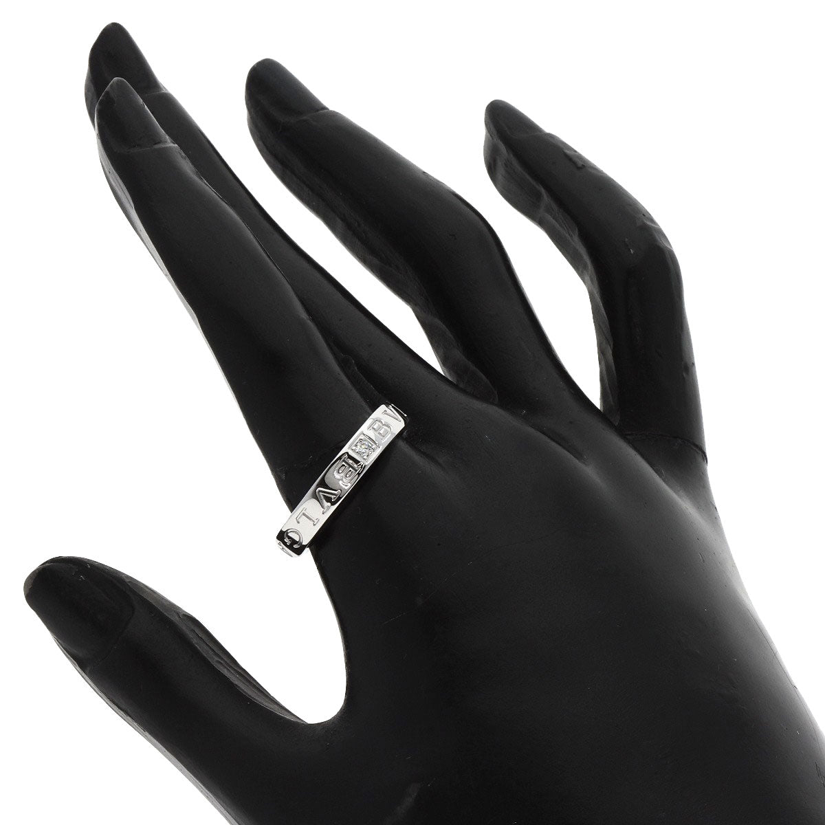 Bvlgari Ring K18Wg Silver Double Logo Diamond
