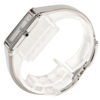 Gucci Watches Quartz 1500L Stainless Steel , Stainless Steel Silver Square Face Bangle White Shell