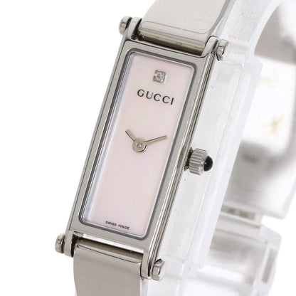 Gucci Watches Quartz 1500L Stainless Steel , Stainless Steel Silver Square Face Bangle White Shell