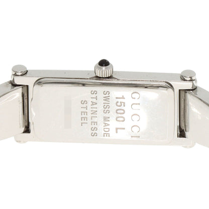 Gucci Watches Quartz 1500L Stainless Steel , Stainless Steel Silver Square Face Bangle White Shell