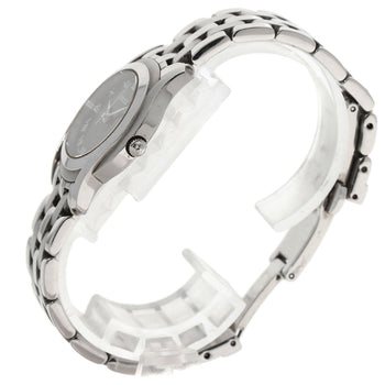 Gucci Watches Quartz 5500L Stainless Steel , Stainless Steel Silver Round Face Black Dial Women