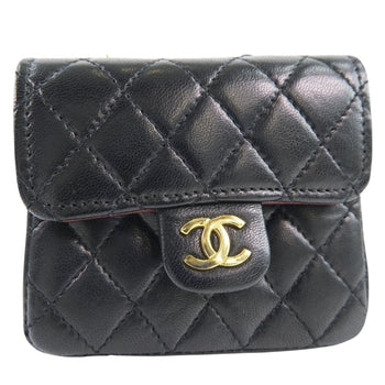 Chanel Waist Bag Lambskin Black Rare Vintage Micro Matrasse Chain Pochette Women