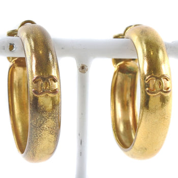Chanel Earring Plated Gold Gold Hoop Coco Mark Women