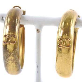 Chanel Earring Plated Gold Gold Hoop Coco Mark Women