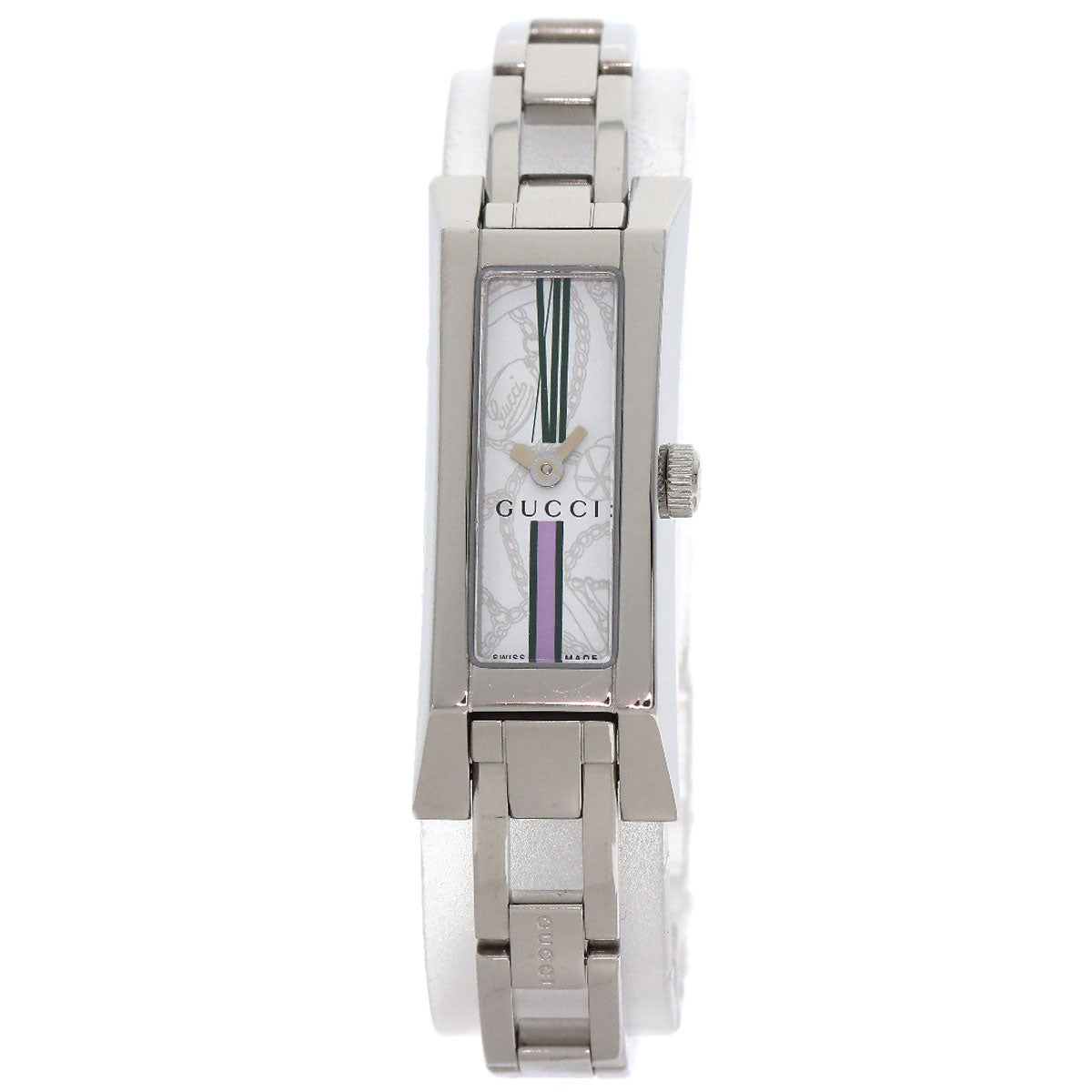 Gucci Watches Quartz 110 Stainless Steel , Stainless Steel Silver Square Face White Dial Women