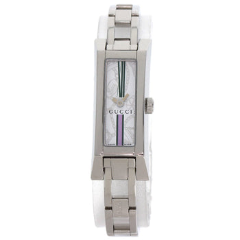 Gucci Watches Quartz 110 Stainless Steel , Stainless Steel Silver Square Face White Dial Women