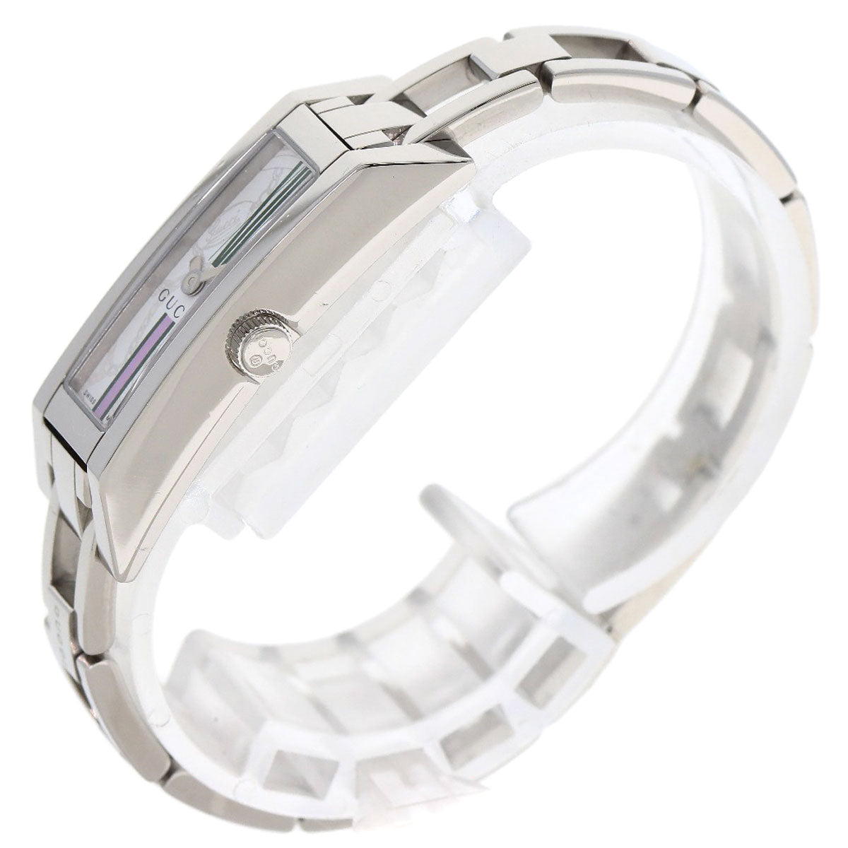 Gucci Watches Quartz 110 Stainless Steel , Stainless Steel Silver Square Face White Dial Women