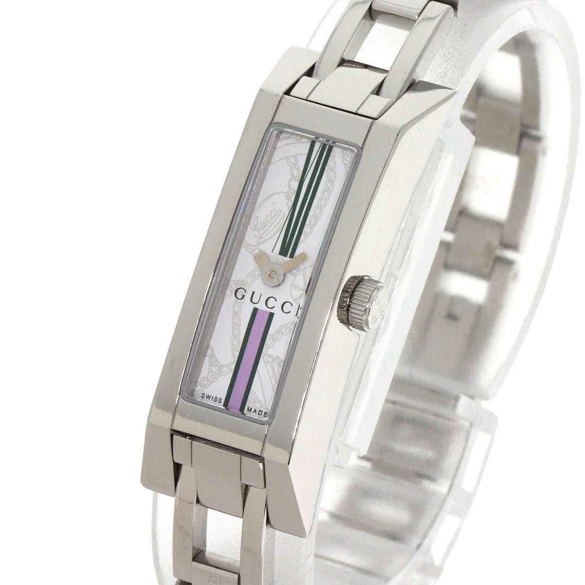 Gucci Watches Quartz 110 Stainless Steel , Stainless Steel Silver Square Face White Dial Women