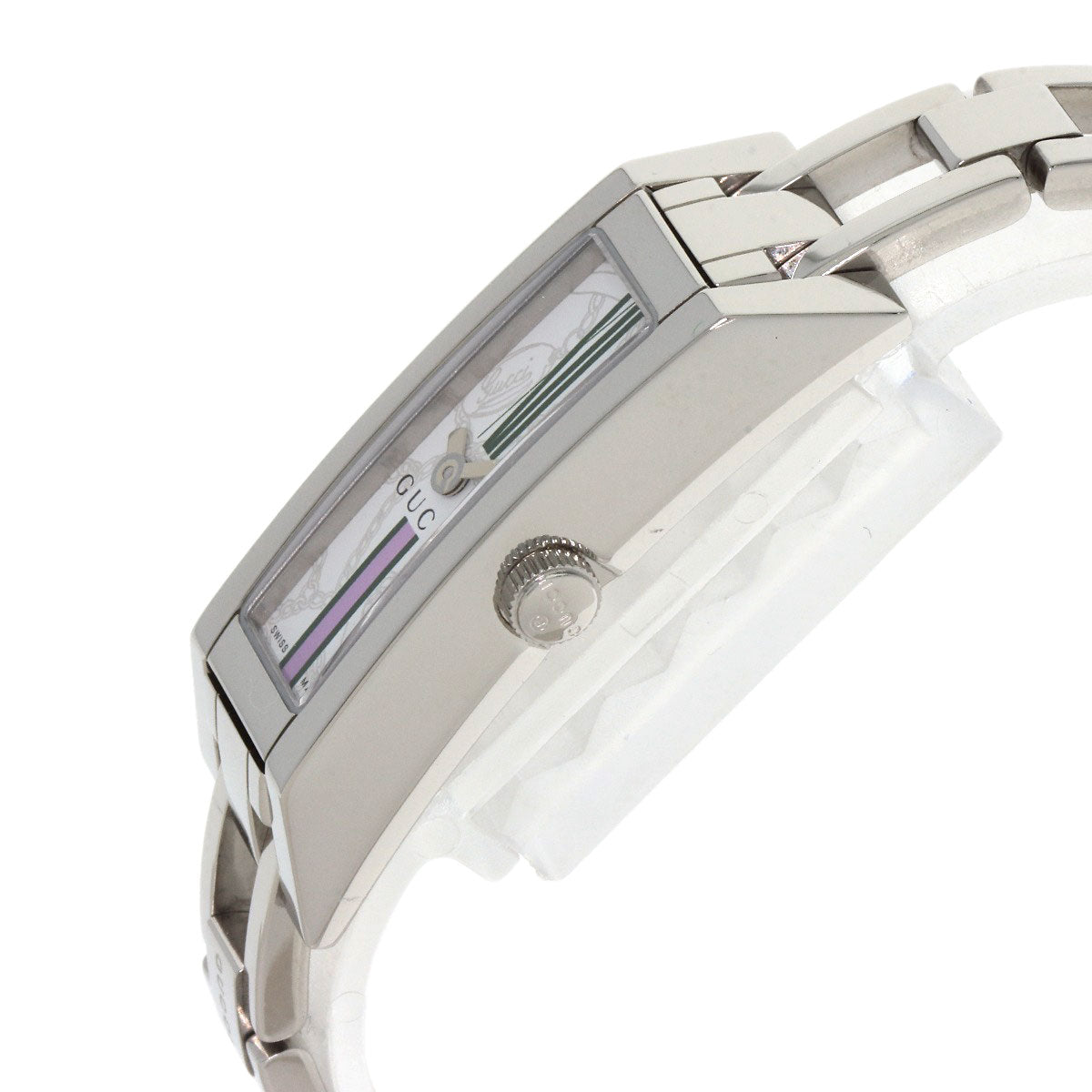 Gucci Watches Quartz 110 Stainless Steel , Stainless Steel Silver Square Face White Dial Women