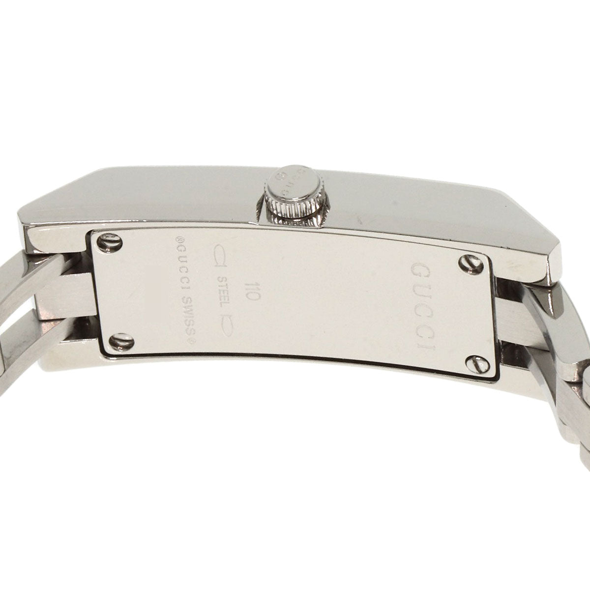Gucci Watches Quartz 110 Stainless Steel , Stainless Steel Silver Square Face White Dial Women