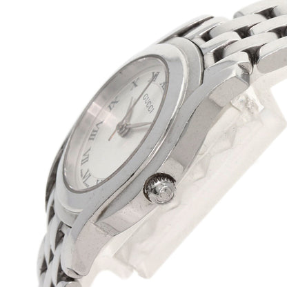Gucci Watches Quartz 5500L Stainless Steel , Stainless Steel Silver Round Face Silver Dial Women