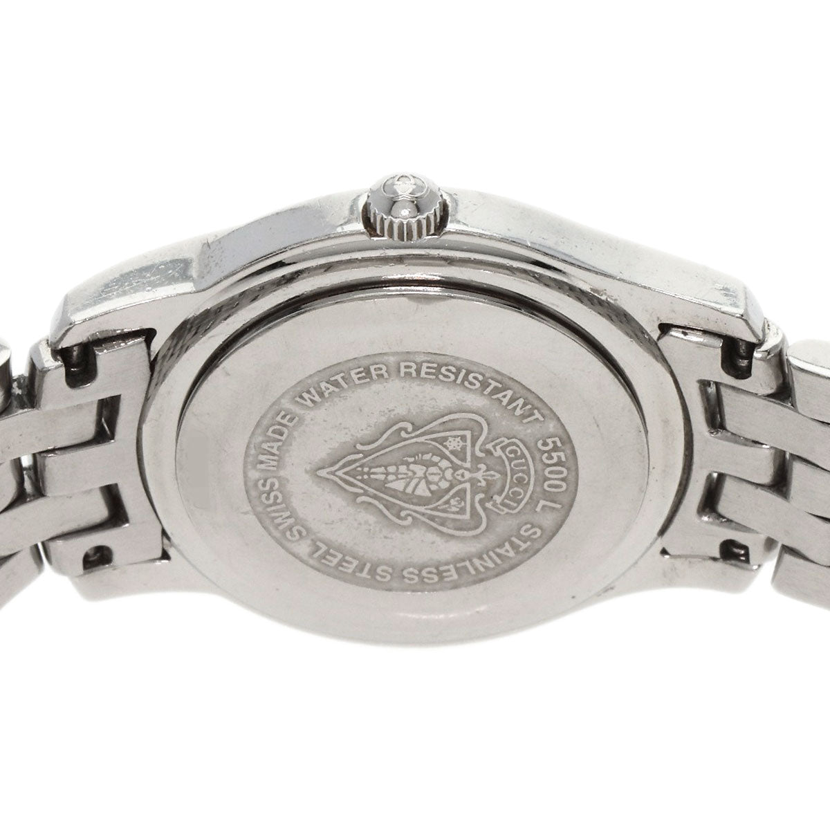 Gucci Watches Quartz 5500L Stainless Steel , Stainless Steel Silver Round Face Silver Dial Women