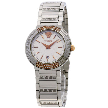 Versace Watches Quartz Zsq81 Stainless Steel , Stainless Steel Silver Logo Motif Ivory Dial Women