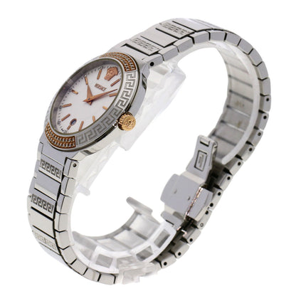 Versace Watches Quartz Zsq81 Stainless Steel , Stainless Steel Silver Logo Motif Ivory Dial Women