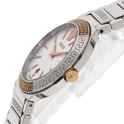 Versace Watches Quartz Zsq81 Stainless Steel , Stainless Steel Silver Logo Motif Ivory Dial Women