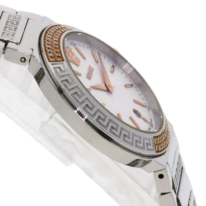 Versace Watches Quartz Zsq81 Stainless Steel , Stainless Steel Silver Logo Motif Ivory Dial Women