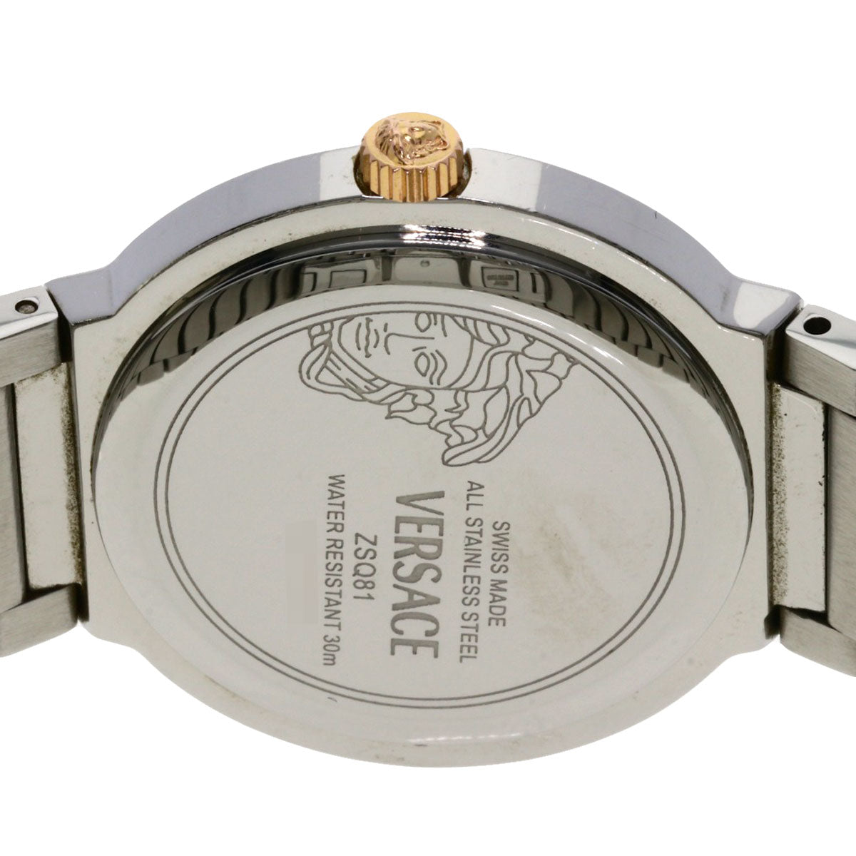 Versace Watches Quartz Zsq81 Stainless Steel , Stainless Steel Silver Logo Motif Ivory Dial Women