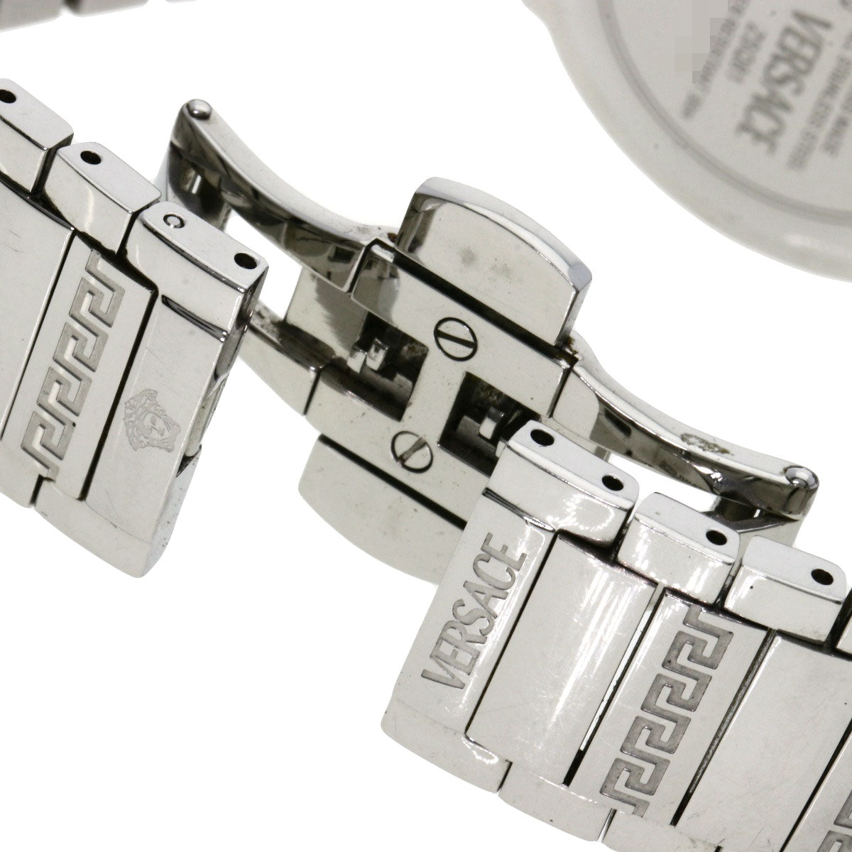 Versace Watches Quartz Zsq81 Stainless Steel , Stainless Steel Silver Logo Motif Ivory Dial Women