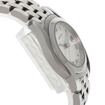 Gucci Watches Quartz 5500L Stainless Steel , Stainless Steel Silver Round Face Silver Dial Women