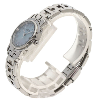 Hermes Watches Quartz Cl4.210 Stainless Steel , Stainless Steel Silver Clipper Nacre New Buckle