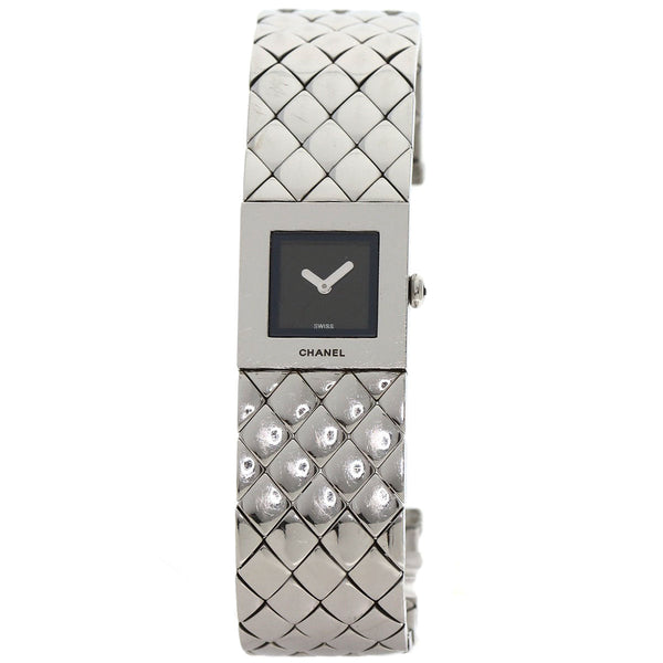 Chanel Watches Quartz H0008 Stainless Steel , Stainless Steel Silver Matrasse Black Dial Women