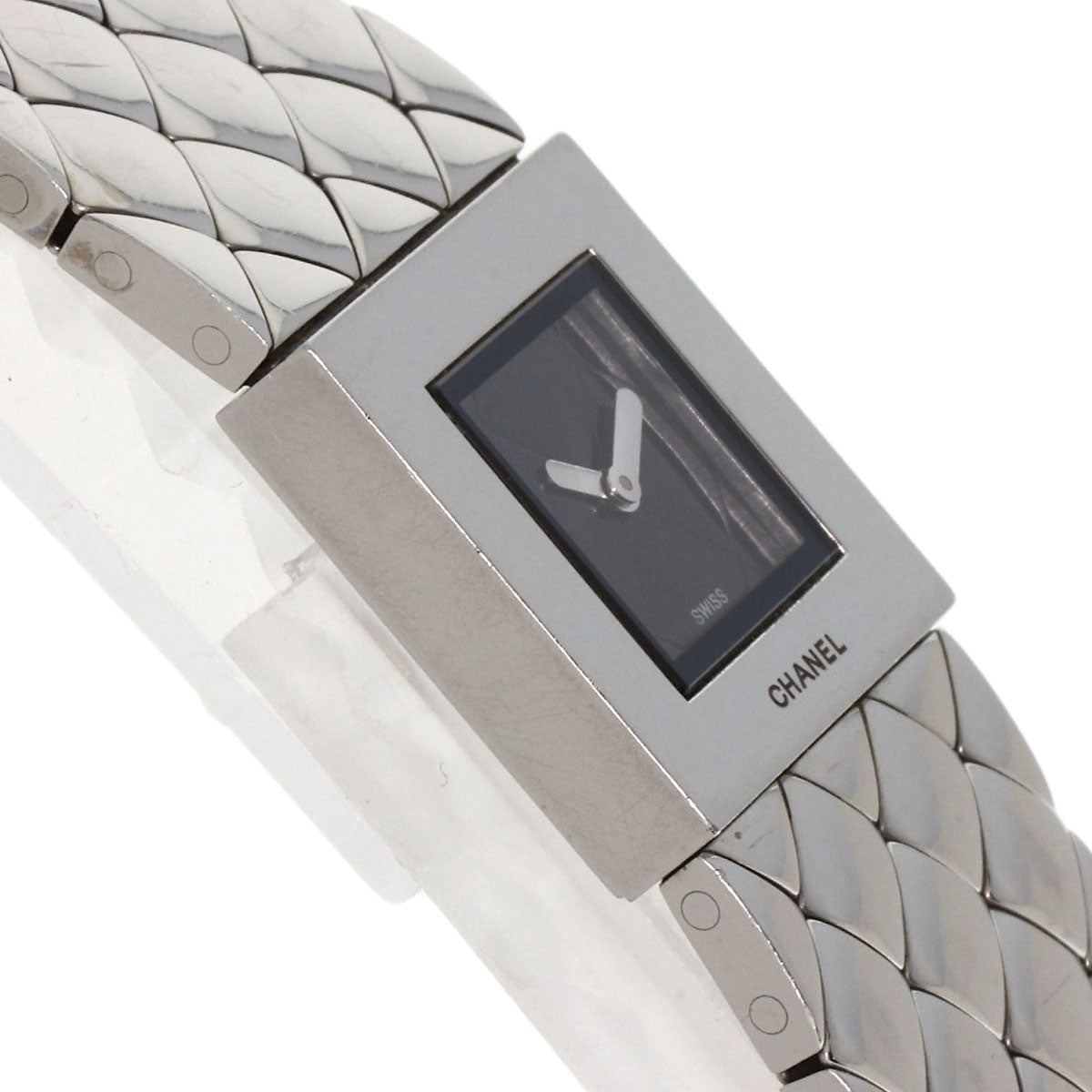 Chanel Watches Quartz H0008 Stainless Steel , Stainless Steel Silver Matrasse Black Dial Women