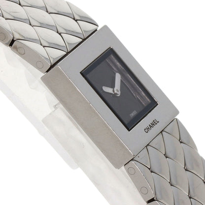 Chanel Watches Quartz H0008 Stainless Steel , Stainless Steel Silver Matrasse Black Dial Women