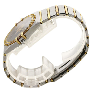 Omega Watches Quartz Stainless Steel, Combination, Diamond Gold Constellation Flat Bezel Full Bar