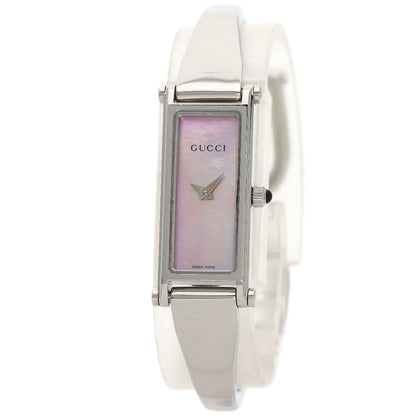 Gucci Watches Quartz 1500L Stainless Steel , Stainless Steel Silver Square Face Pink Shell Dial
