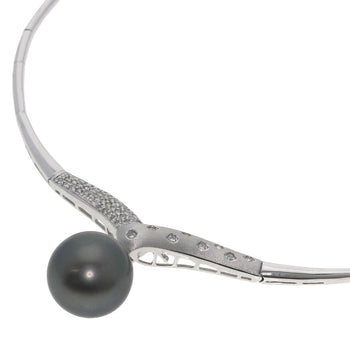 Select Jewelry Necklace K18Wg Silver Tahitian Pearl Pearl Diamond Women