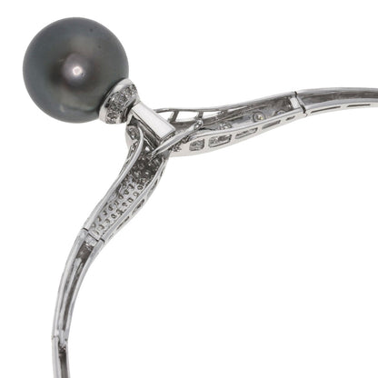 Select Jewelry Necklace K18Wg Silver Tahitian Pearl Pearl Diamond Women