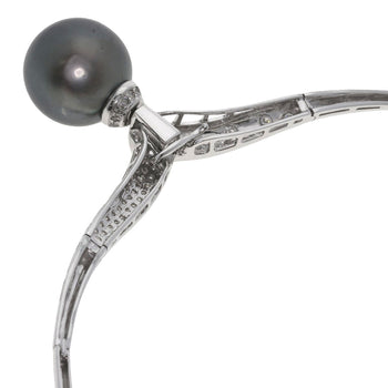 Select Jewelry Necklace K18Wg Silver Tahitian Pearl Pearl Diamond Women