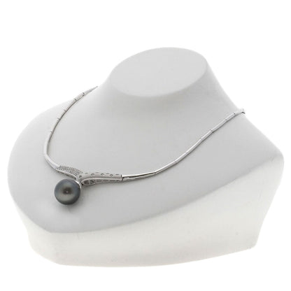 Select Jewelry Necklace K18Wg Silver Tahitian Pearl Pearl Diamond Women