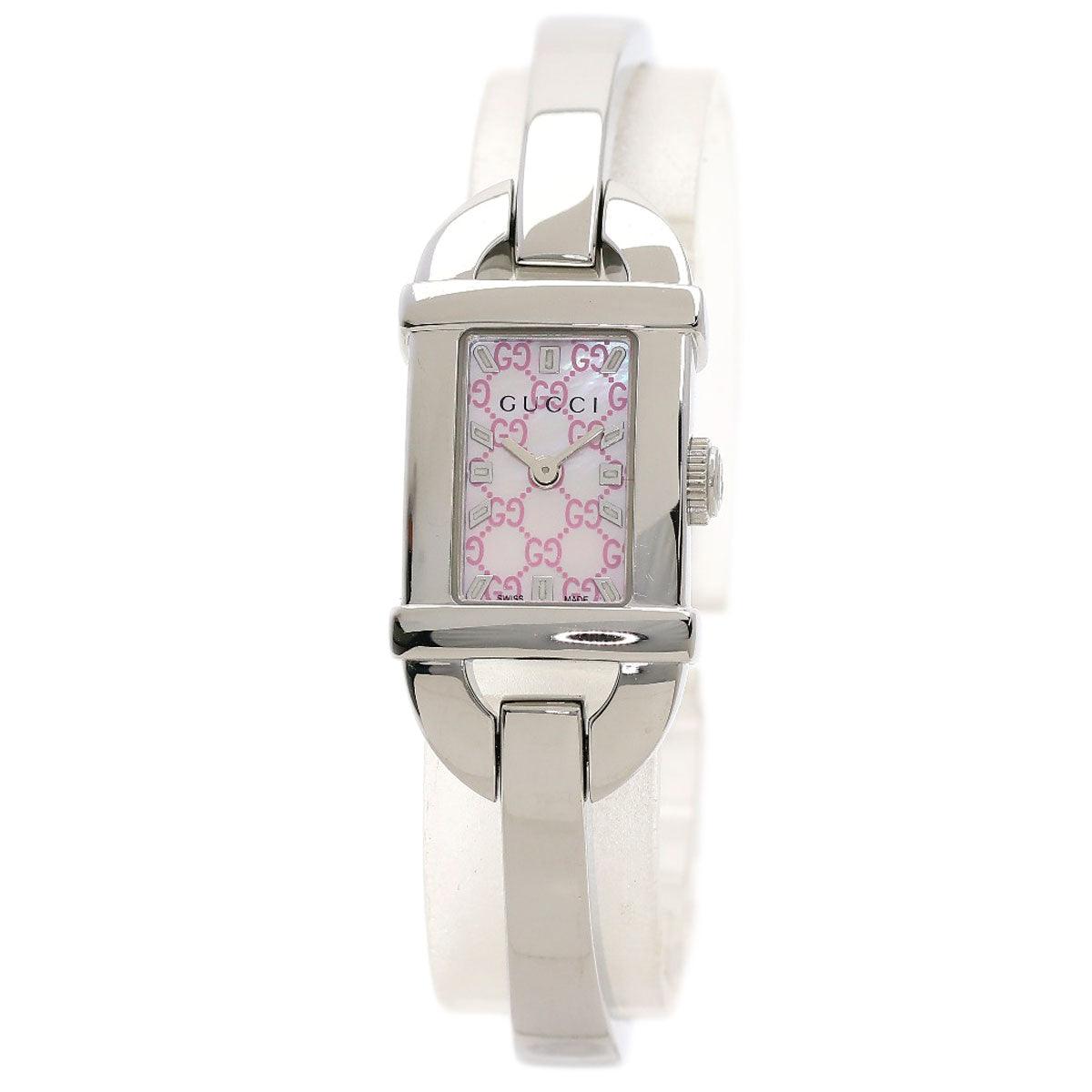 Gucci Watches Quartz 6800L Stainless Steel , Stainless Steel Silver Square Face Shell Dial Women