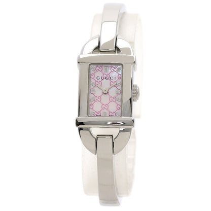 Gucci Watches Quartz 6800L Stainless Steel , Stainless Steel Silver Square Face Shell Dial Women