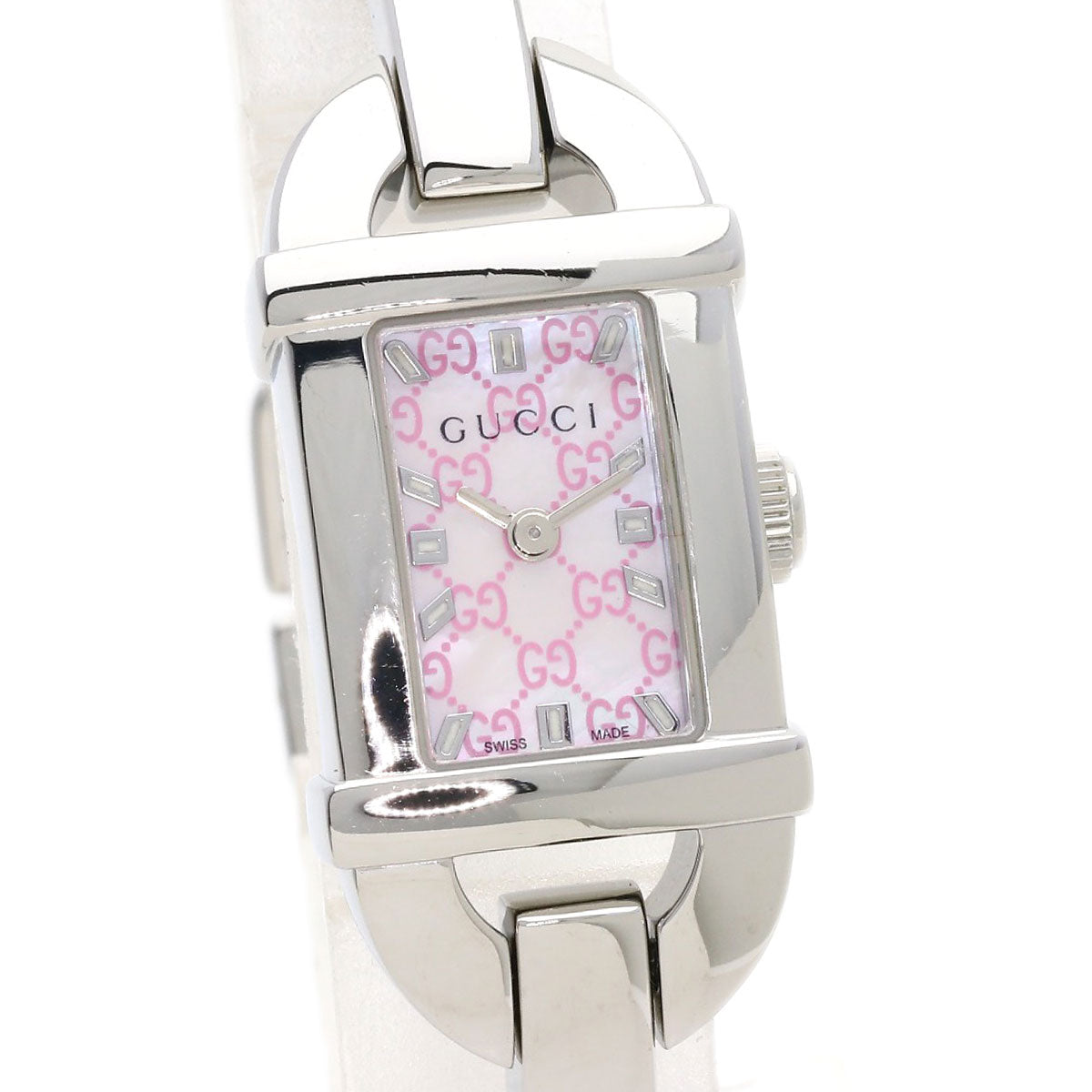 Gucci Watches Quartz 6800L Stainless Steel , Stainless Steel Silver Square Face Shell Dial Women