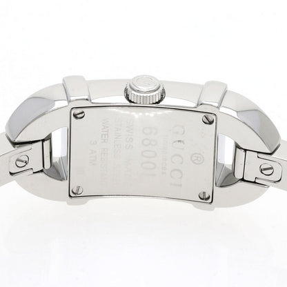 Gucci Watches Quartz 6800L Stainless Steel , Stainless Steel Silver Square Face Shell Dial Women