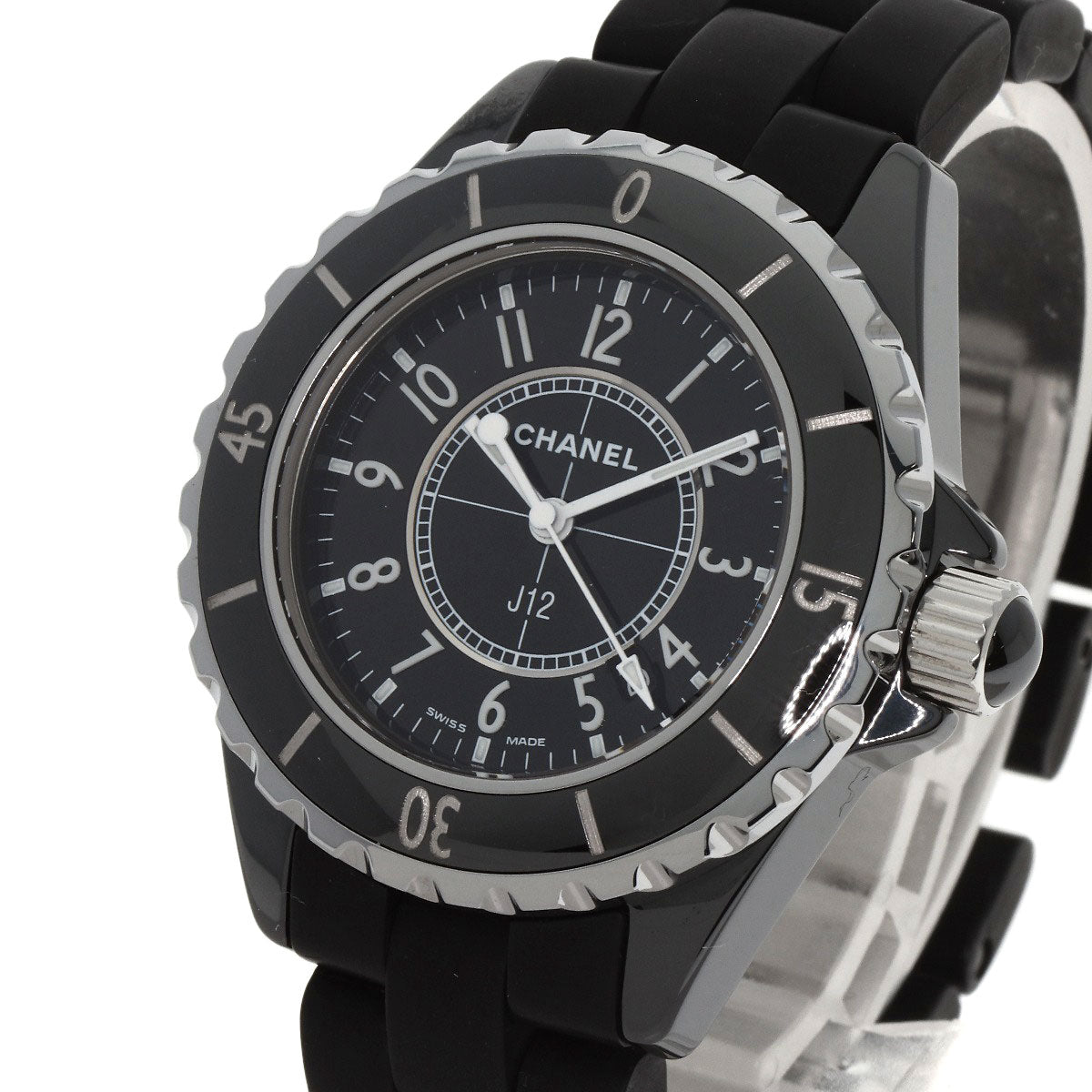 Chanel Watches Quartz H0681 Ceramic, Rubber Black J12 1.3" Black Dial Women