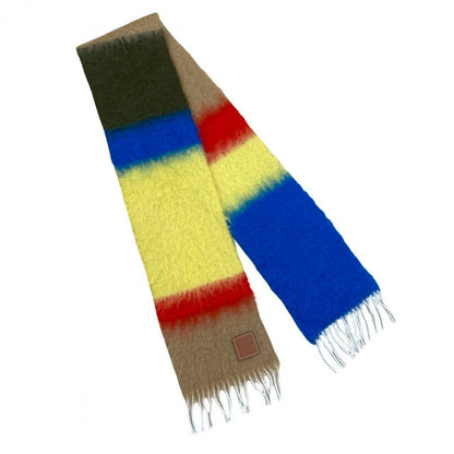 Loewe Scarf Wool, Nylon, Mohair Blue Anagram Multicolored Mohair Stole Mens