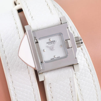 Hermes Watches Quartz Me2.112 Stainless Steel , Leather White Triple Tour Medor Rock White Dial
