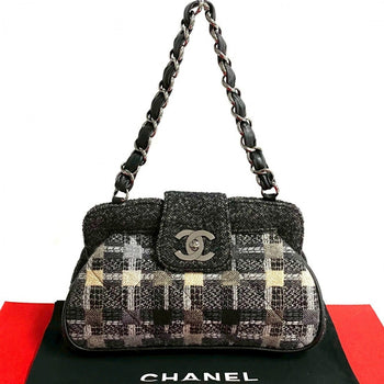 Chanel Shoulder Bag Tweed, Lambskin Multicolor Coco Mark Women