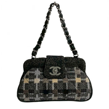 Chanel Shoulder Bag Tweed, Lambskin Multicolor Coco Mark Women