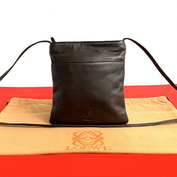 Loewe Shoulder Bag Leather Brown Anagram Logo Women